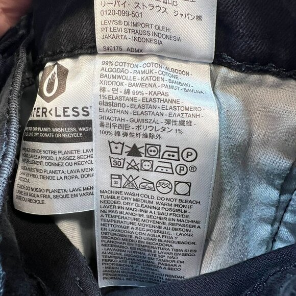 Levi's 512 Men's Slim Taper Jeans Stretch Size 38x30 Black Denim Dark Wash - Picture 4 of 10